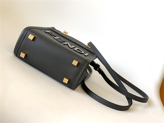 Fen.di MINI SUNSHINE SHOPPER Dk Grey Leather and Elaphe