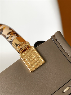 Fen.di MINI SUNSHINE SHOPPER Dove Grey Leather and Elaphe