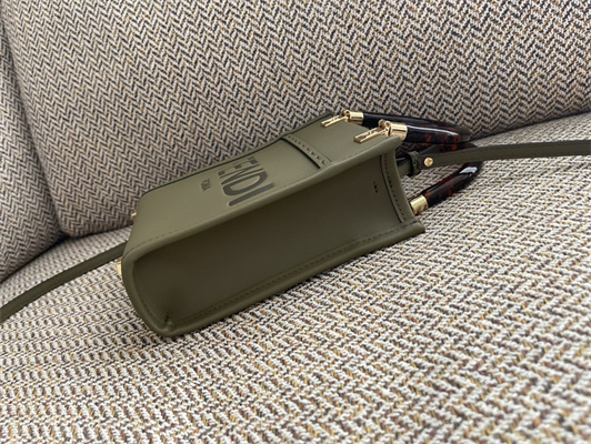 Fen.di MINI SUNSHINE SHOPPER Kaki Green Leather