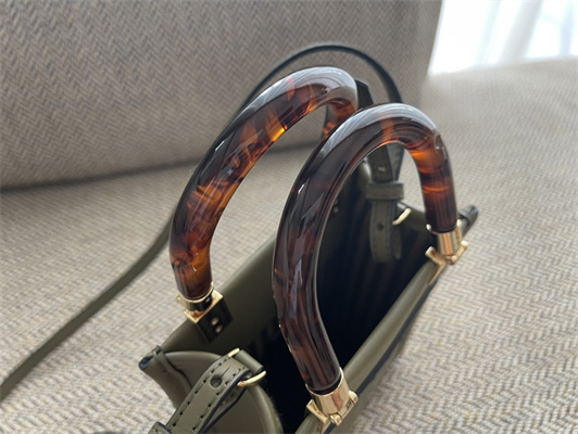 Fen.di MINI SUNSHINE SHOPPER Kaki Green Leather