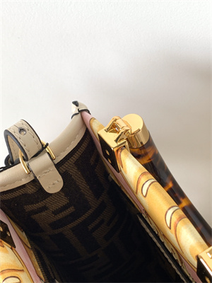 Fen.di Fendace MINI SUNSHINE SHOPPER Multicolor Print Leather White