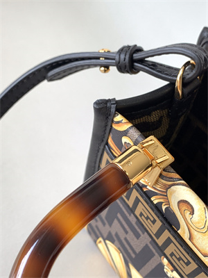 Fen.di Fendace MINI SUNSHINE SHOPPER Multicolor Print Leather Black