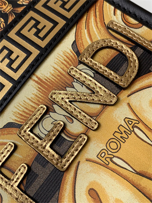 Fen.di Fendace MINI SUNSHINE SHOPPER Multicolor Print Leather Black