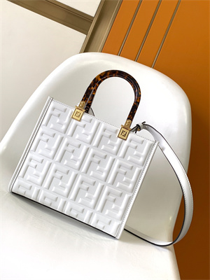 Fen.di SUNSHINE Small White Leather Shopper