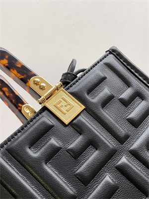 Fen.di SUNSHINE Small Black Leather Shopper