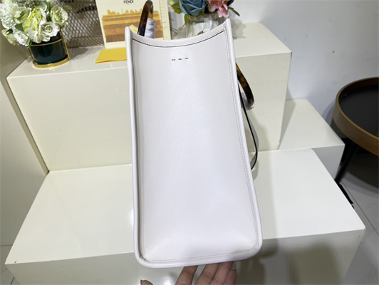 Fen.di SUNSHINE Medium White Leather Shopper