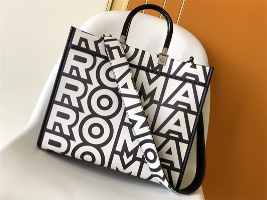Fen.di Roma&Marc Jacobs SUNSHINE Medium White and Black Leather Shopper