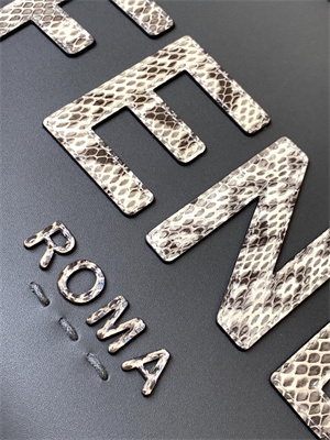 Fen.di SUNSHINE Medium Dark Grey Leather and Elaphe Shopper