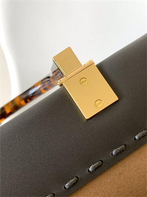 Fen.di SUNSHINE Medium Dark Grey Leather and Elaphe Shopper