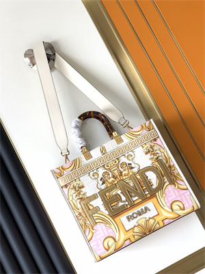 Fen.di FENDACE SUNSHINE Medium Multicolor Printed Leather Shopper