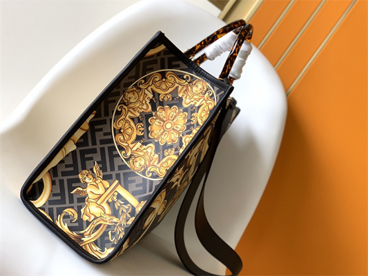 Fen.di FENDACE SUNSHINE Medium Multicolor Printed Leather Shopper