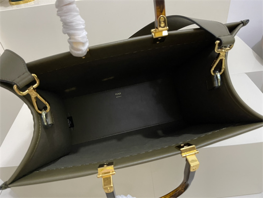 Fen.di SUNSHINE Medium Dk Green Leather Shopper