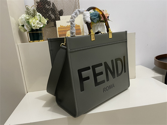 Fen.di SUNSHINE Medium Dk Grey Leather Shopper