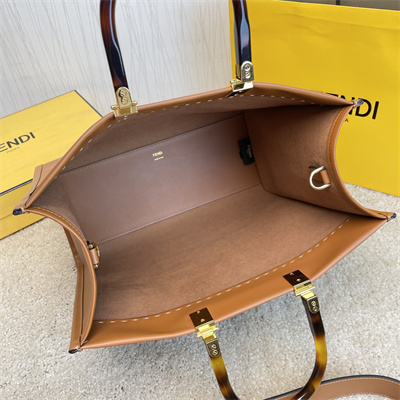 Fen.di SUNSHINE Medium Brown Leather Shopper