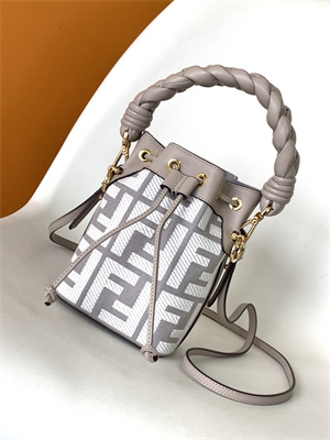 Fen.di MON TRESOR Dove Grey Canvas FF Mini Bag
