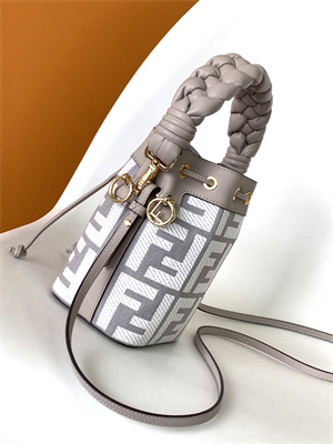 Fen.di MON TRESOR Dove Grey Canvas FF Mini Bag