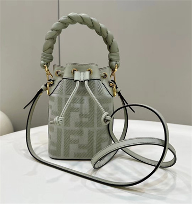 Fen.di MON TRESOR Light Green Canvas FF Mini Bag