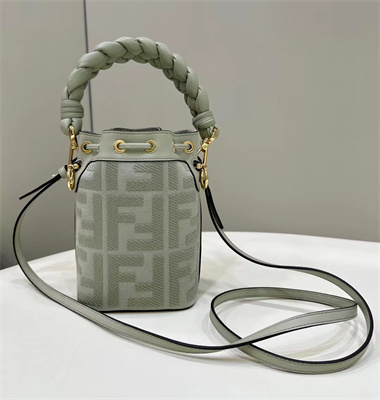 Fen.di MON TRESOR Light Green Canvas FF Mini Bag