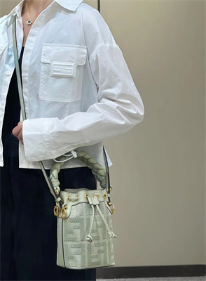 Fen.di MON TRESOR Light Green Canvas FF Mini Bag