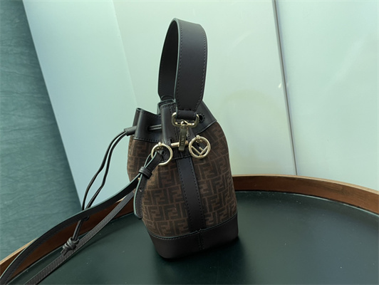 Fen.di MON TRESOR Brown FF Fabric Mini Bag
