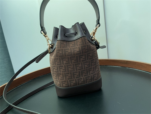 Fen.di MON TRESOR Brown FF Fabric Mini Bag