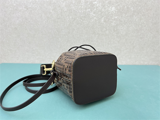 Fen.di MON TRESOR Brown FF Jacquard Fabric Mini Bag With Sequins