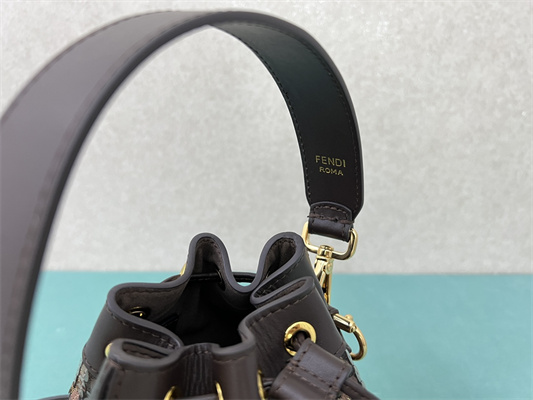 Fen.di MON TRESOR Brown FF Jacquard Fabric Mini Bag With Sequins