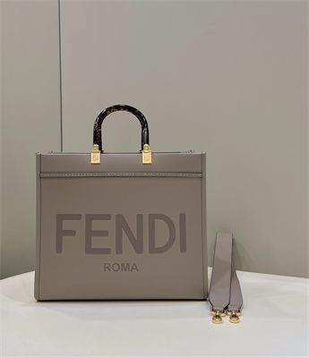 Fen.di SUNSHINE Medium Dove Grey Leather Shopper