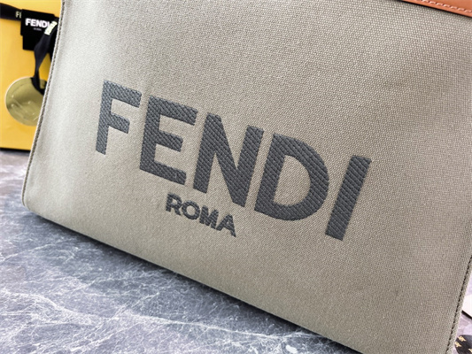 Fen.di Peekaboo X-Tote  Green Color Canvas