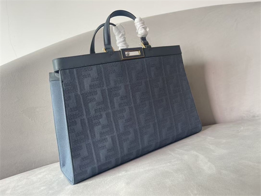 Fen.di Peekaboo X-Tote FF Canvas Blue Color