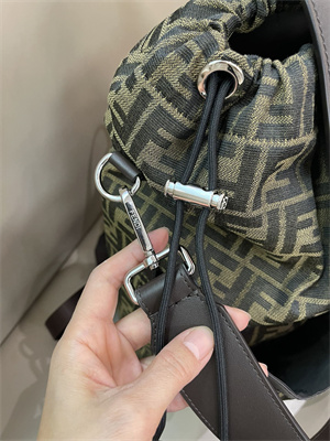 Fen.di Strike Medium Backpack Jacquard Fabric With Brown FF Motif