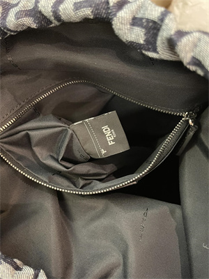 Fen.di Strike Medium Backpack Jacquard Fabric With Grey and Blue FF Motif