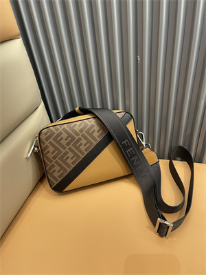 Fen.di DIAGONAL CAMERA CASE Brown Multicolor Leather Bag