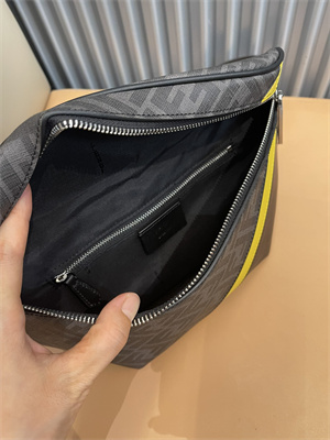 Fen.di Diagonal Grey Fabric Belt Bag