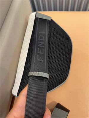 Fen.di Diagonal Cream Fabric Belt Bag