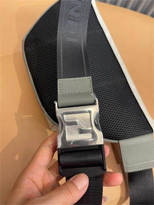 Fen.di Diagonal Cream Fabric Belt Bag