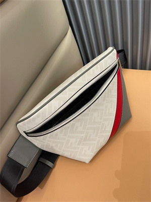 Fen.di Diagonal Cream Fabric Belt Bag