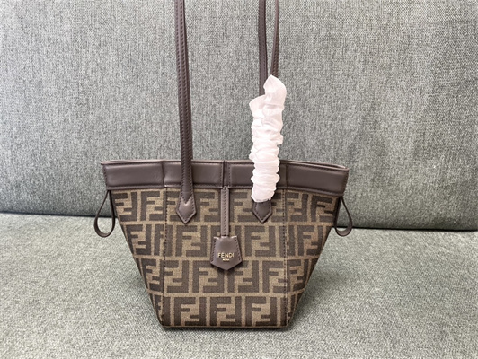 Fen.di ORIGAMI Mini Brown FF Jacquard Fabric Bag That Can be Transformed