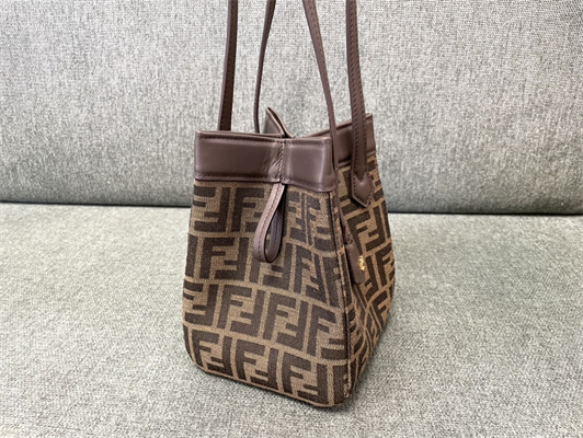 Fen.di ORIGAMI Mini Brown FF Jacquard Fabric Bag That Can be Transformed