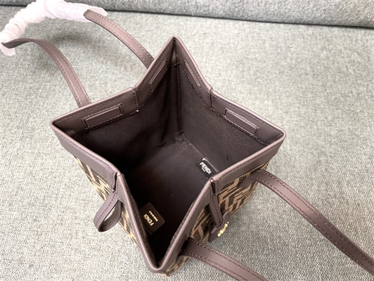 Fen.di ORIGAMI Mini Brown FF Jacquard Fabric Bag That Can be Transformed