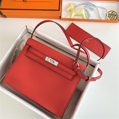 Kelly Danse Bag Evercolor Leather Silver Tone Metal In Rouge Casaque Color HS