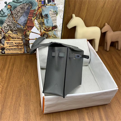 Kelly Danse Bag Evercolor Leather Silver Tone Metal In Gris Meyer Color HS