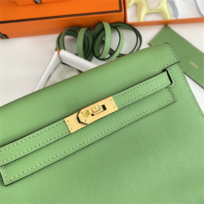 Kelly Danse Bag Evercolor Leather Gold Tone Metal In Vert Criquet Color HS