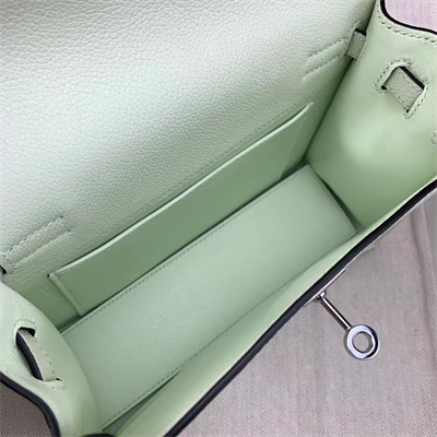 Kelly Danse Bag Evercolor Leather Silver Tone Metal In Vert Fizz Color HS