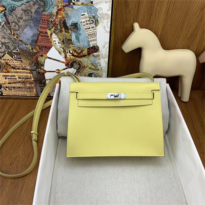 Kelly Danse Bag Evercolor Leather Silver Tone Metal In Jaune Poussin Color HS