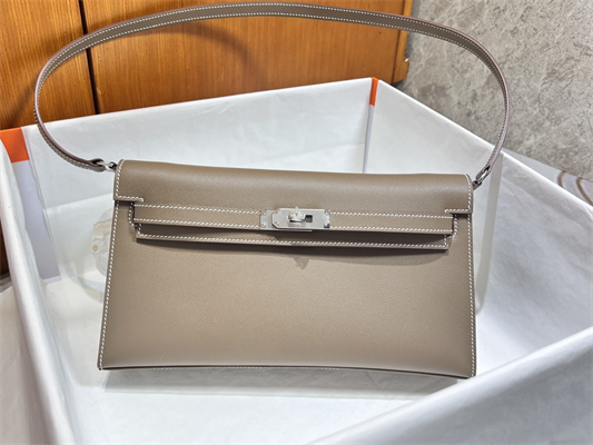 Kelly Elan Bag Madame Leather Silver Tone Metal In Trench Color HS