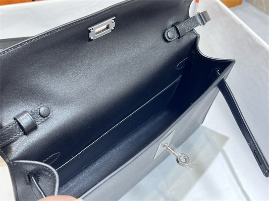 Kelly Elan Bag Madame Leather Silver Tone Metal In Black Color HS