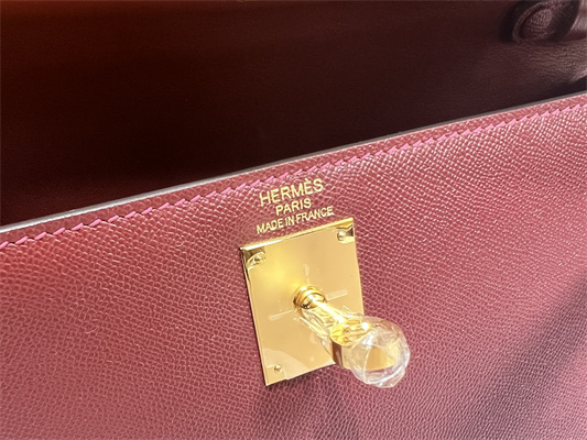 Kelly Elan Bag Madame Leather Gold Tone Metal In Bordeaux Color HS