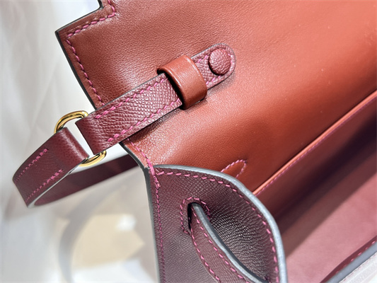 Kelly Elan Bag Madame Leather Gold Tone Metal In Bordeaux Color HS