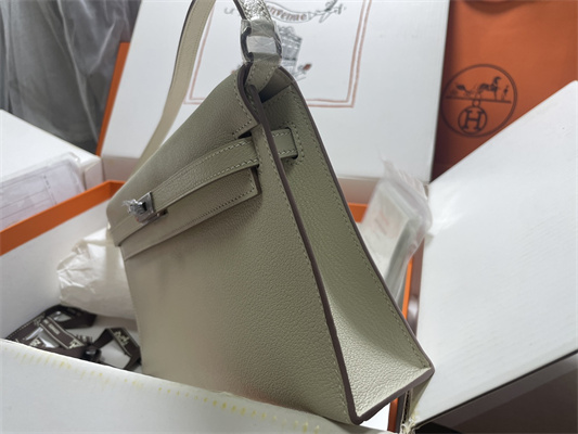 Kelly Elan Bag Goatskin Leather Silver Tone Metal In Craie Color HS